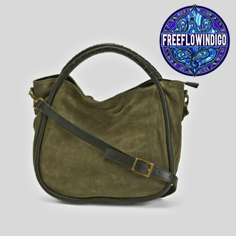 NWT | CHEVAL | Italian Suede | Olive Green | Satchel Slouchy Hobo Crossbody Bag